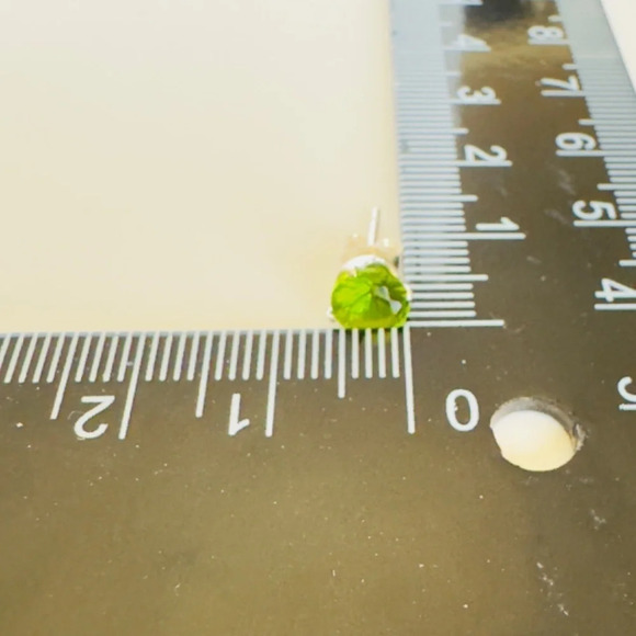New Lime Green Round CZ Sterling Silver Earrings - Picture 5 of 5